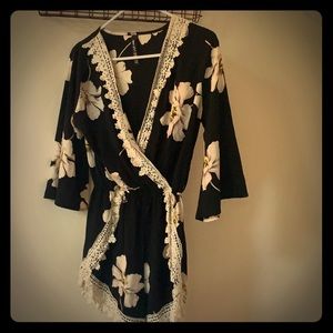 Black floral romper